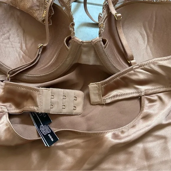 Victoria's Secret gold sequined floral embroidery underwire slip dress - Picture 8 of 8